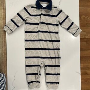 Ralph Lauren Navy and Gray Striped Kids Footie onesie jumpsuit